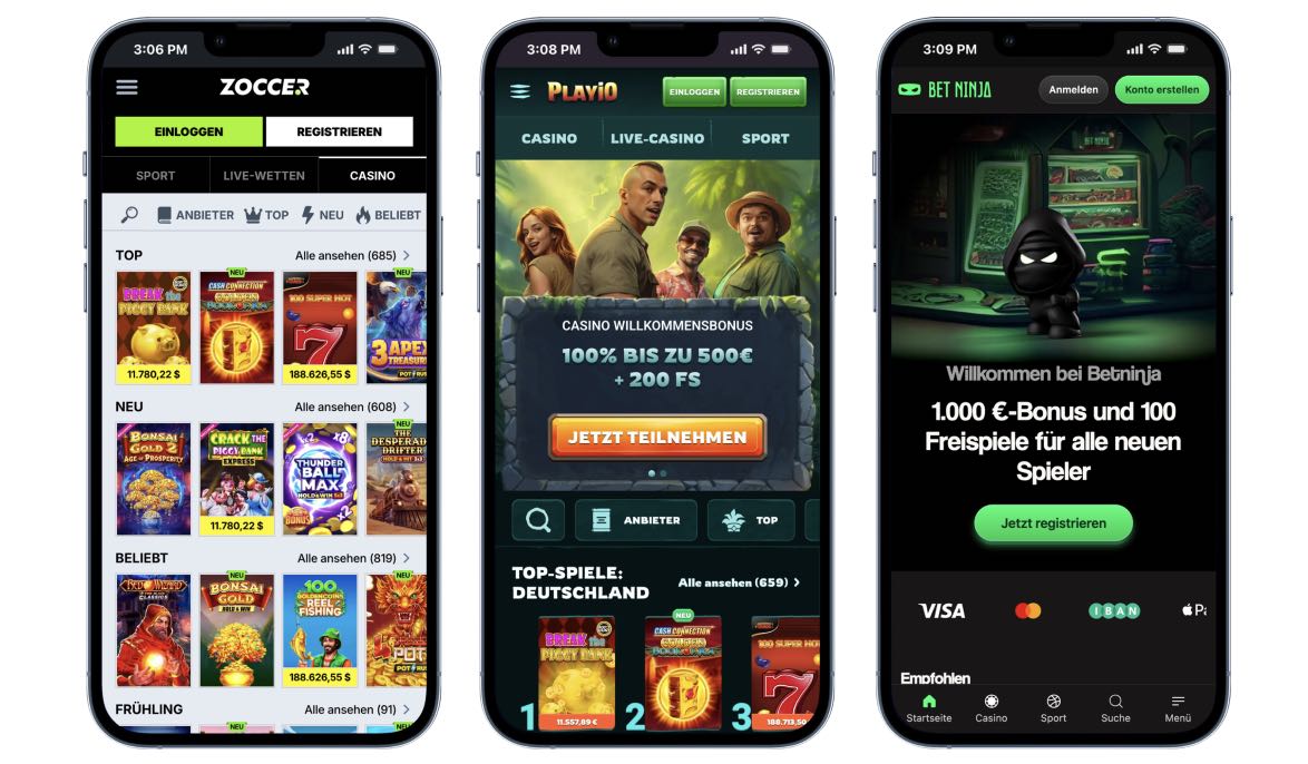 Online Casinos mit Echtgeld mobil spielen