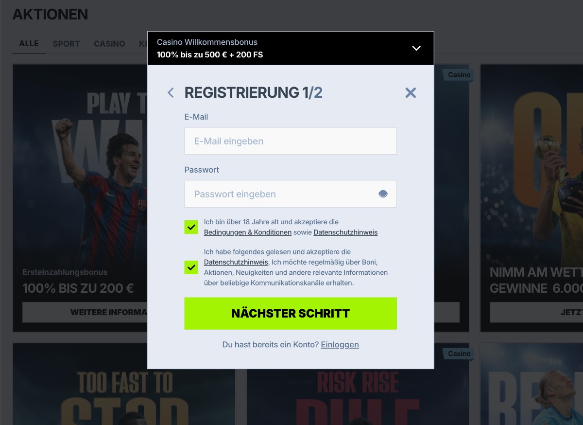 zoccer persönliche daten eingeben